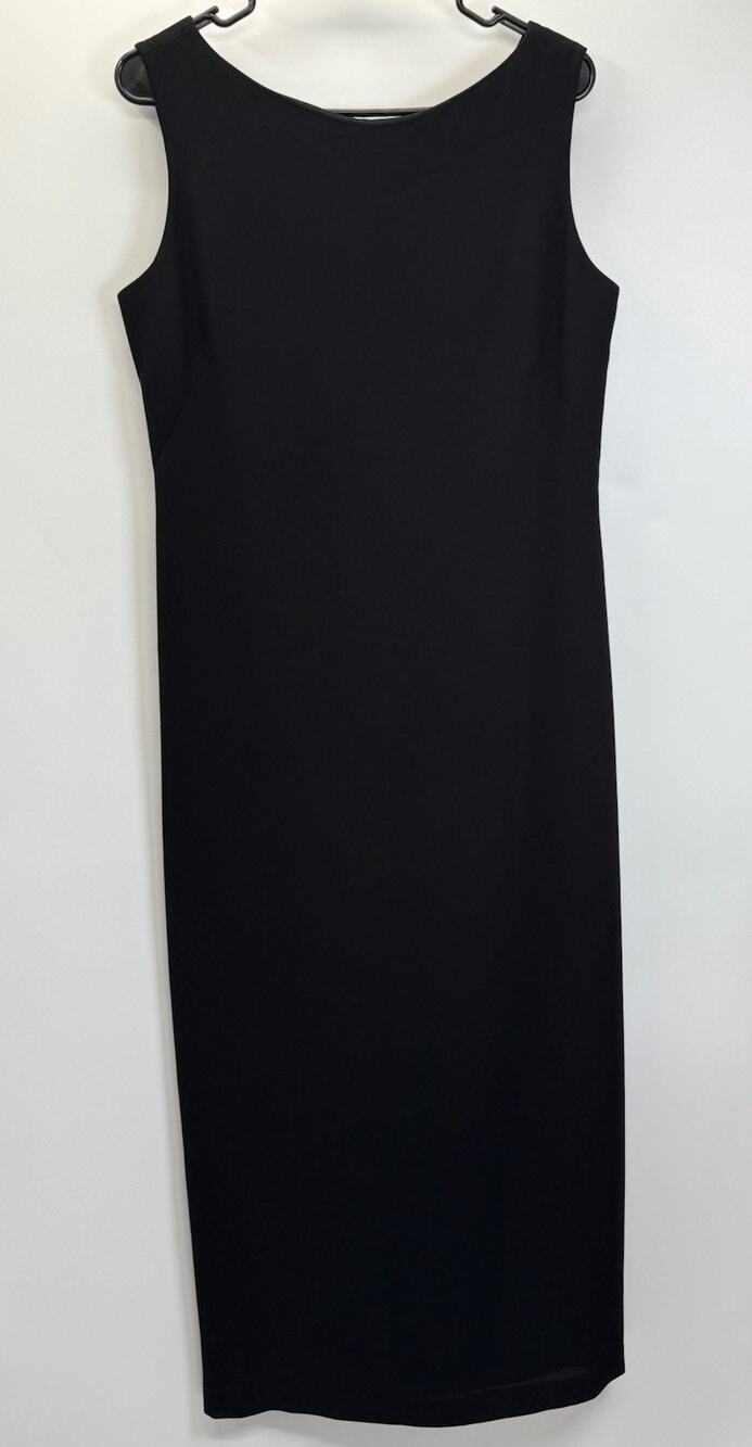 Cynthia Howie Black Sleeveless Midi Dress Women’s 12 Minimalist Back V Formal